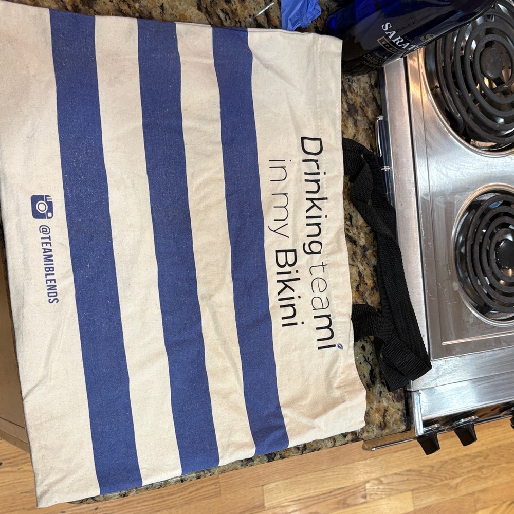 Sara Blue and Cream Striped Tote